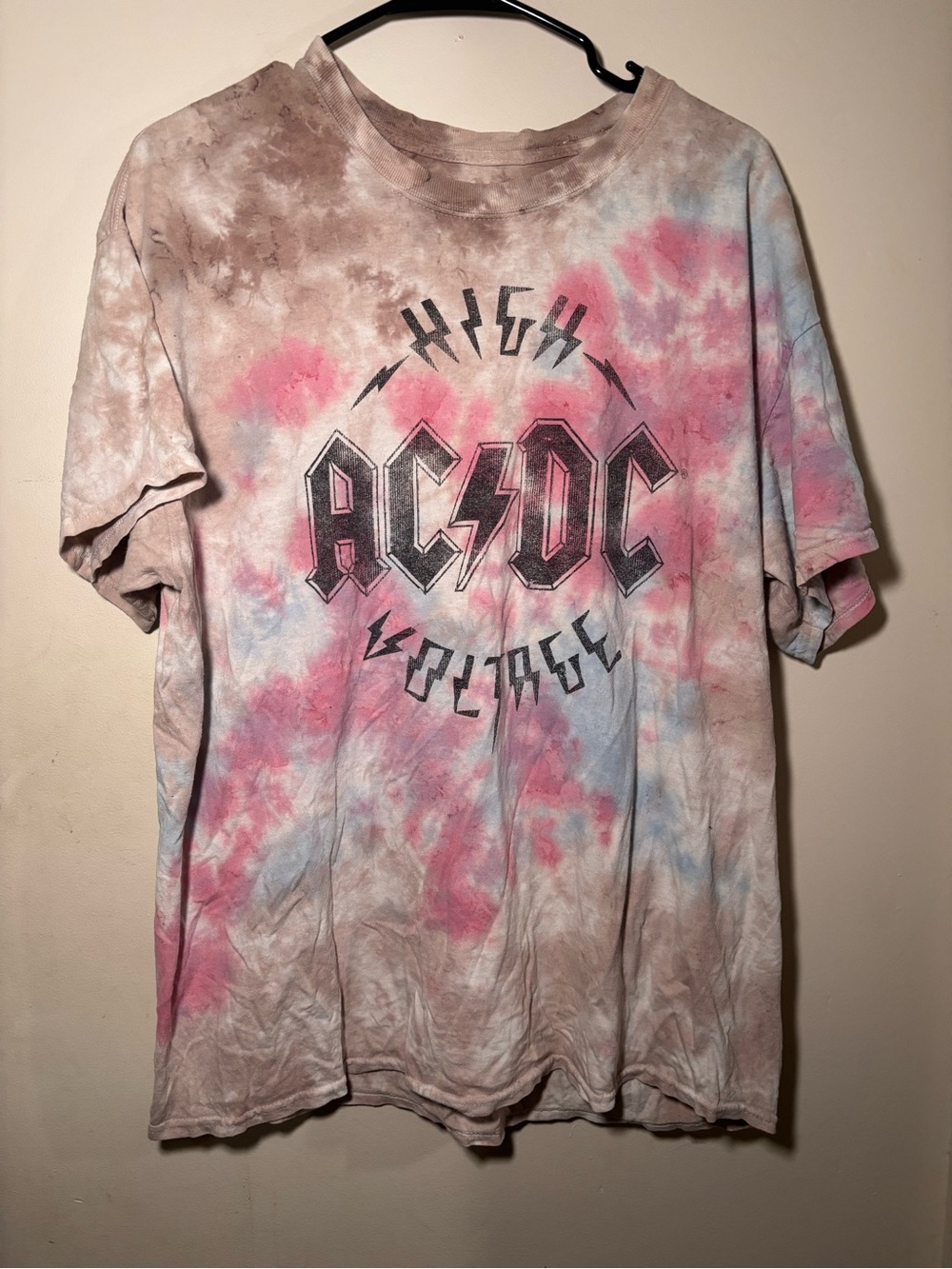 AC/DC Washed Tan & Pink Graphic Tee